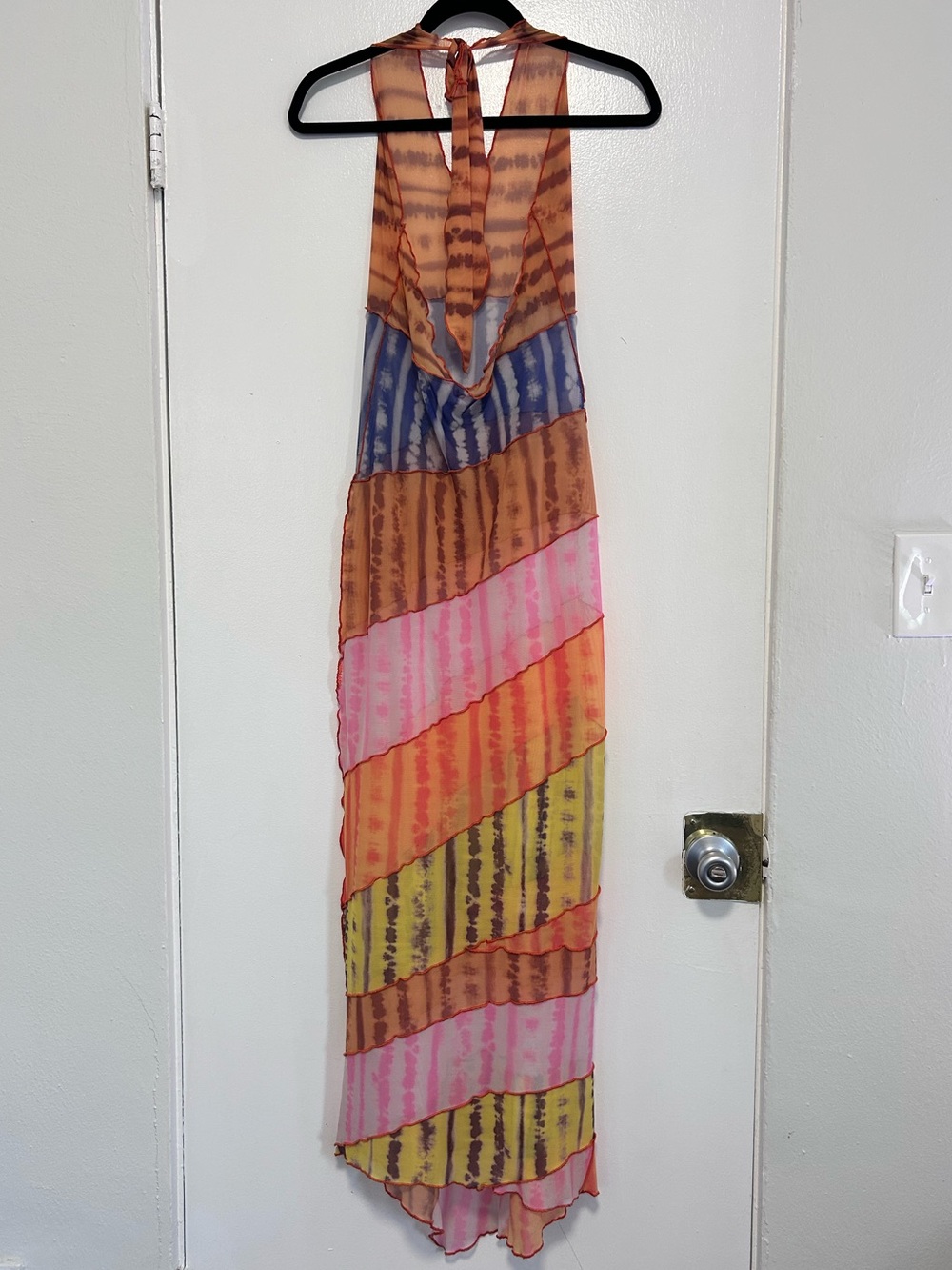 Multi-Color Tiered Sheer Maxi Coverup with Halter Neck - Picture 2 of 2